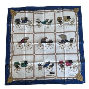 Celine Blue and Gold Carriage Print Scarf